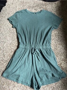 UpWest Short-Sleeve Romper in light teal